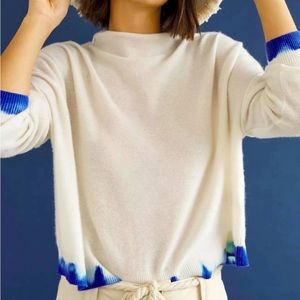 💙NWT Cashmere Sweater with Unique Dip-Dyed Hem and Cuffs by Anthropologie